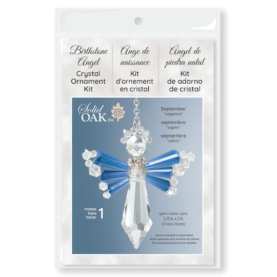 Solid Oak September/Sapphire Birthstone Angel Crystal Suncatcher Ornament Kit